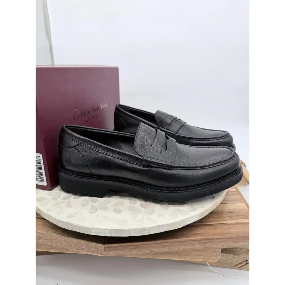 To Boot New York $399 O'Conner Leather Loafers Windsor Black Lug Sole Men's 9.5